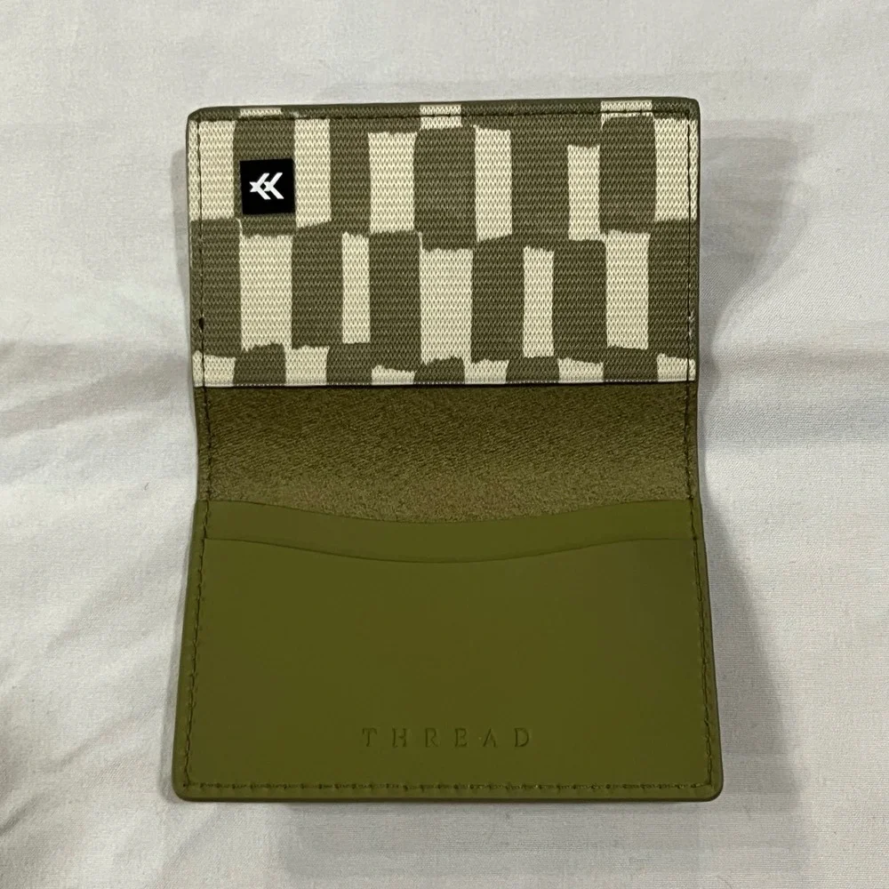 Thread Scout Bifold Wallet Olive‎ Green Checkerboard Pattern